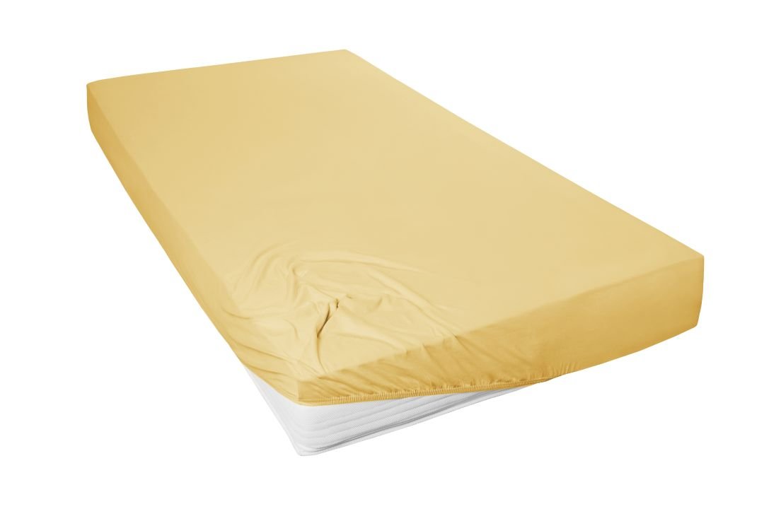 Hahn Haustextilien Mako-Feinjersey-Spannbetttuch senf 190 x 200 cm