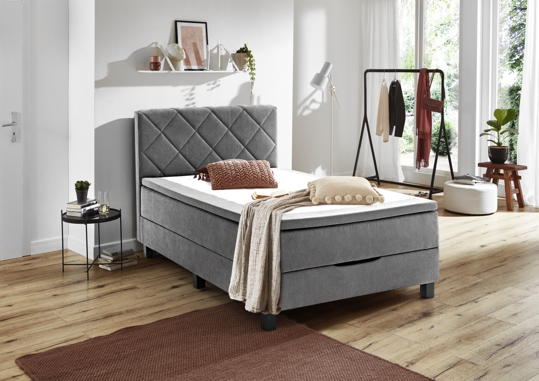 Sun Garden Boxspringbett Aalborg grau 140 x 200 cm