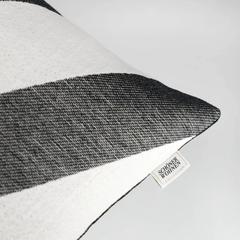 Schöner Wohnen Kissenhülle Junction 38x58 cm Schwarz – Moderne Baumwoll Kissenhülle mit Streifen