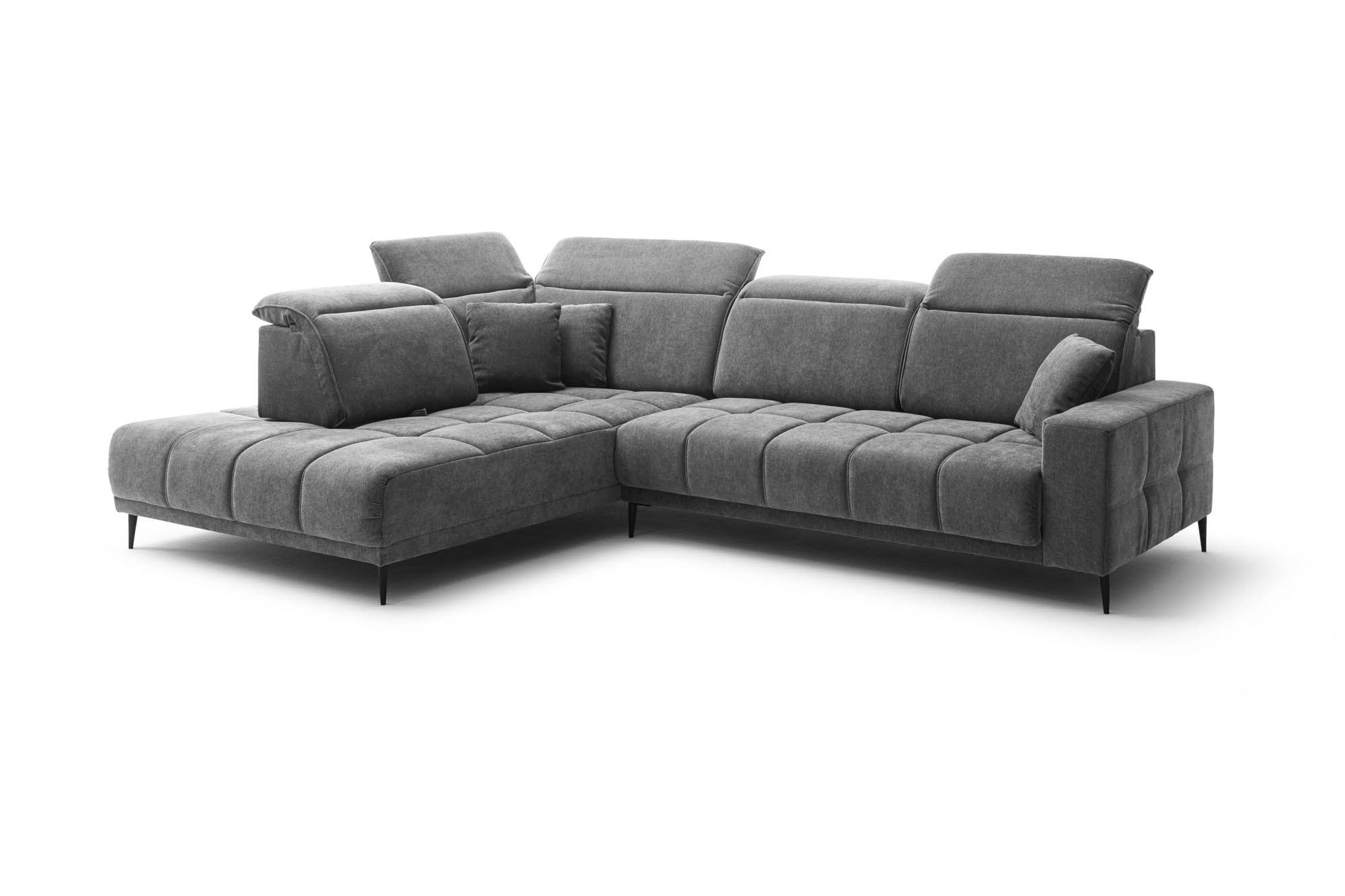 Wohnlandschaft Livorno Umbauecke links Stoff grau 230 x 317 cm
