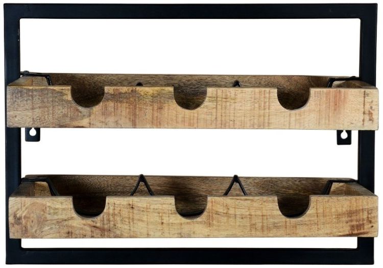 Unikat Wein Wandregal Iron massiv mango 50 x 25 cm