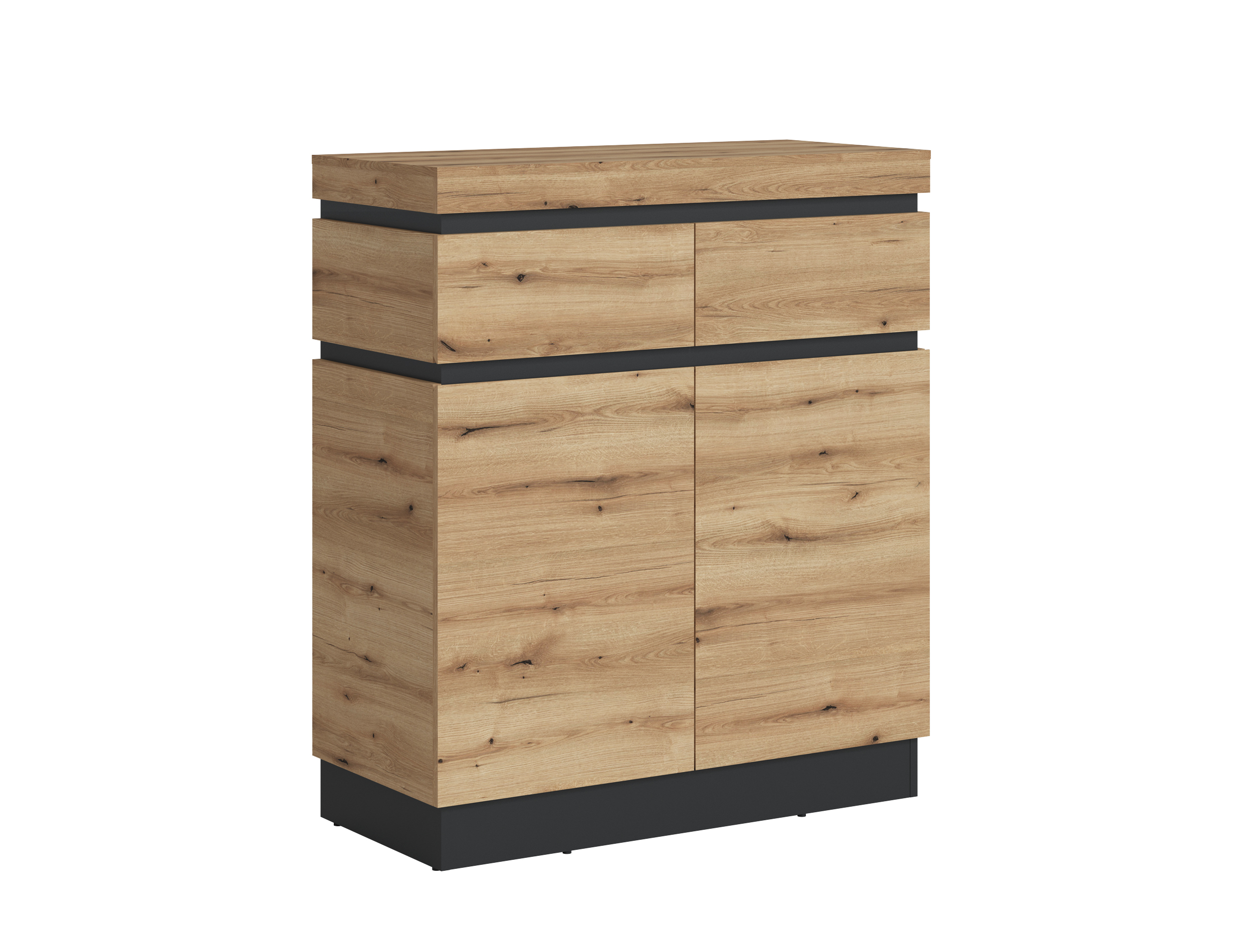 Schuhschrank Coast Evoke Eiche Dekor / Kosmos Grau - Corte - 2x Schubkasten