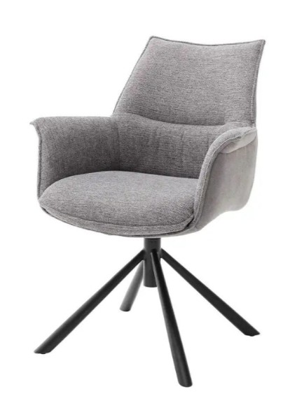 Armlehnstuhl Chenille-Optik grau - ergonomischer Sitzschale, 360° drehbar - MCA furniture Konya