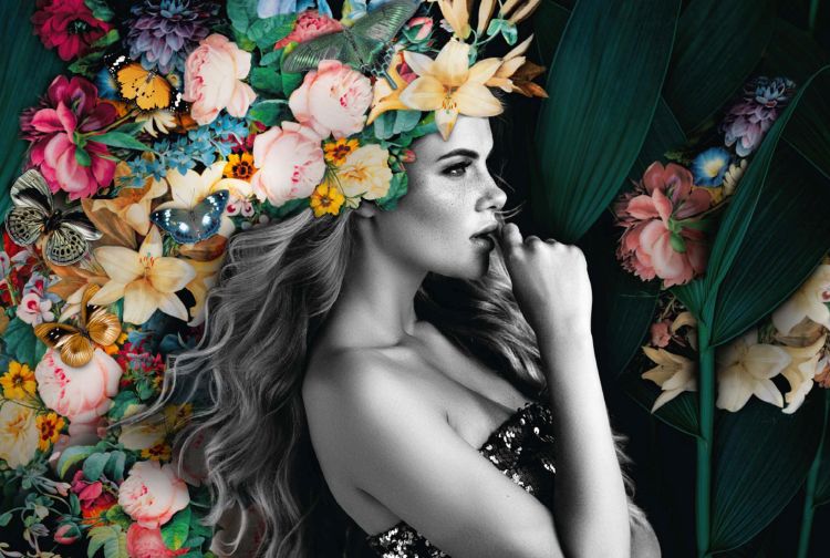 Reinders Wandbild Colourful Elegant Lady Leafs 76 x 116 cm
