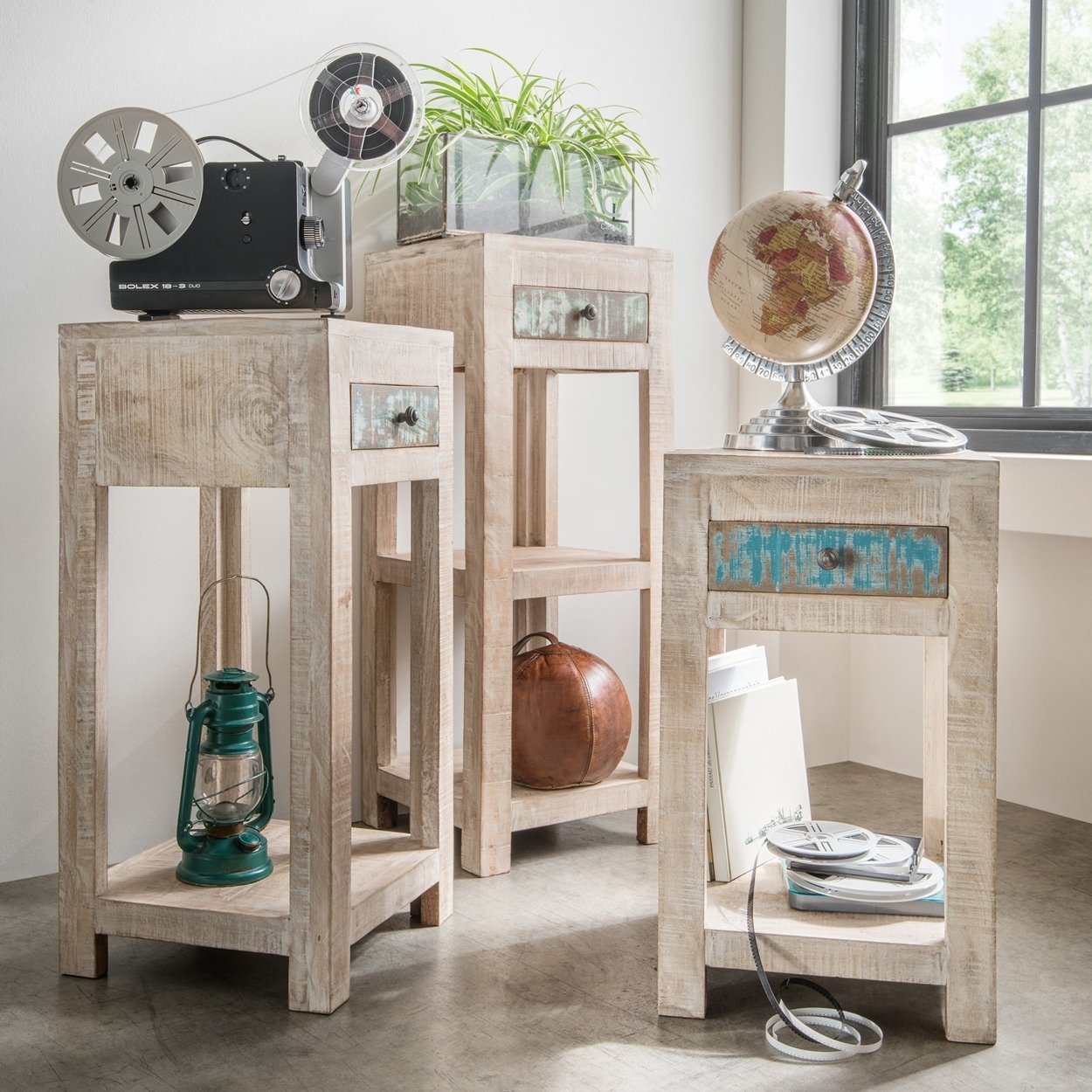 Unikat Blumensäule Antique weiß , 60 x 35 cm, UMA 1002..13