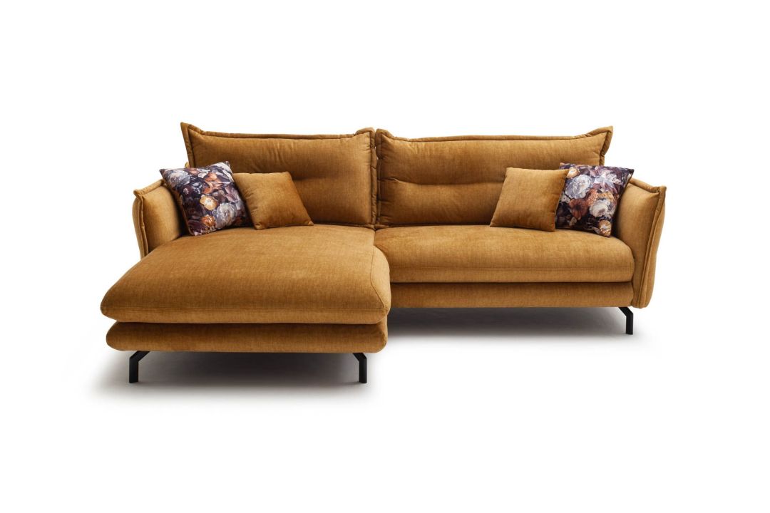 Benformato Wohnlandschaft Lava Recamiere links Stoff gelb 255 x 180 cm