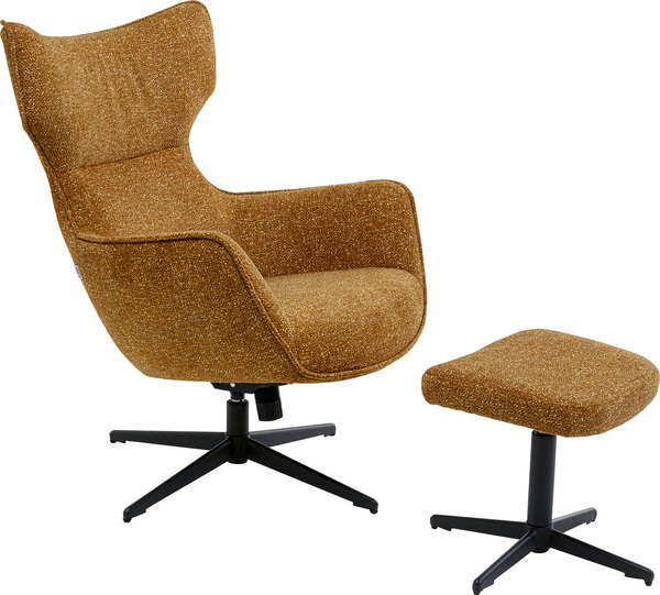 Drehsessel gelb - KARE + Hocker Jules Gelb