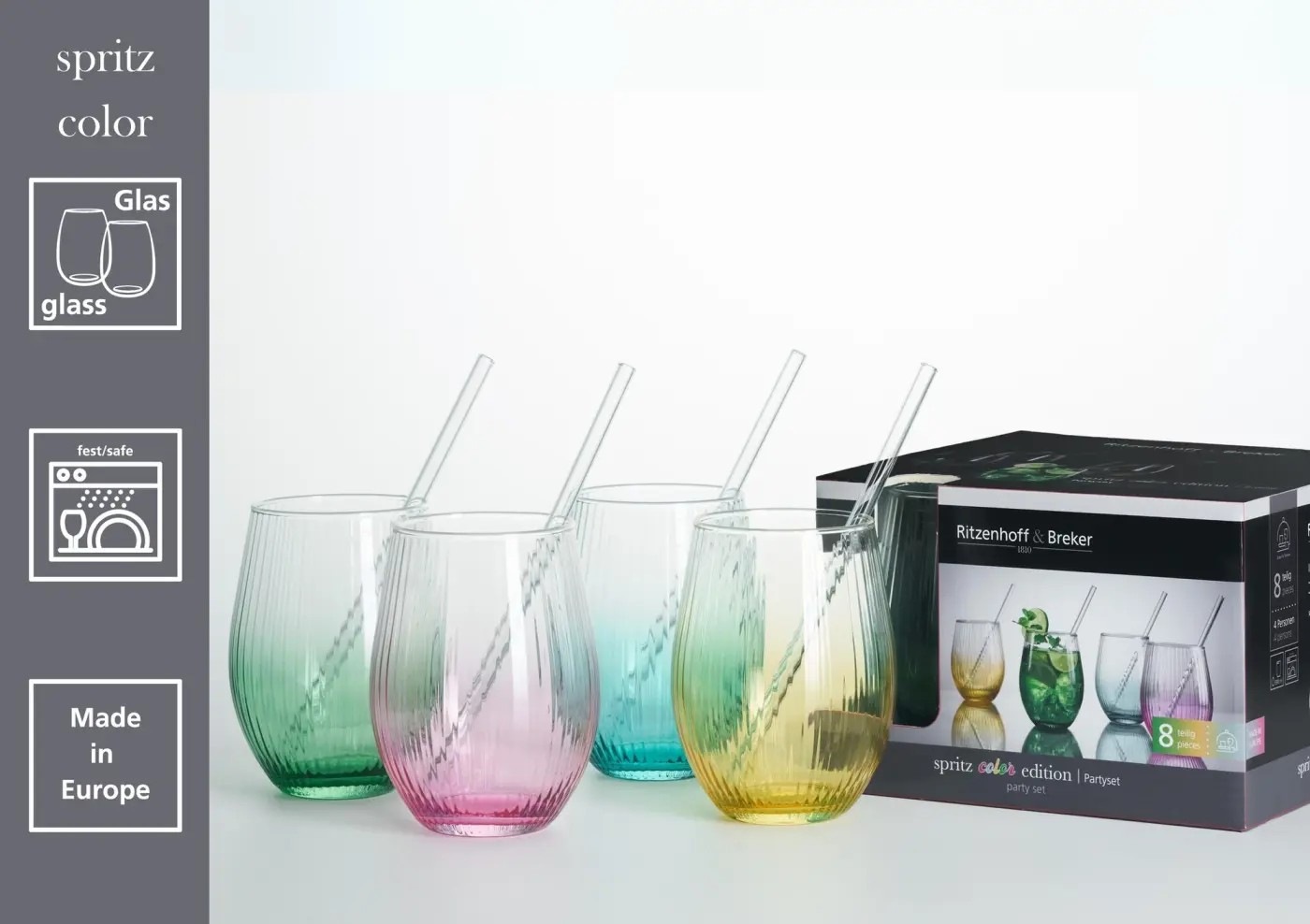Glas Partyset 8-teilig Spritz Color Edition - 590ml - Ritzenhoff & Breker