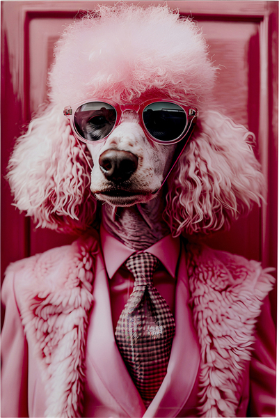 Glasbild mehrfarbig - 80 x 120 cm - KARE Pink Poodle