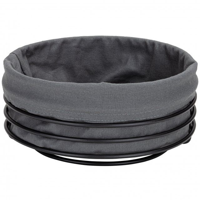 Brotkorb rund Bezug Anthrazit, Gestell Schwarz matt  - 23,5 x 10,7 cm - Justinus LifeStyle