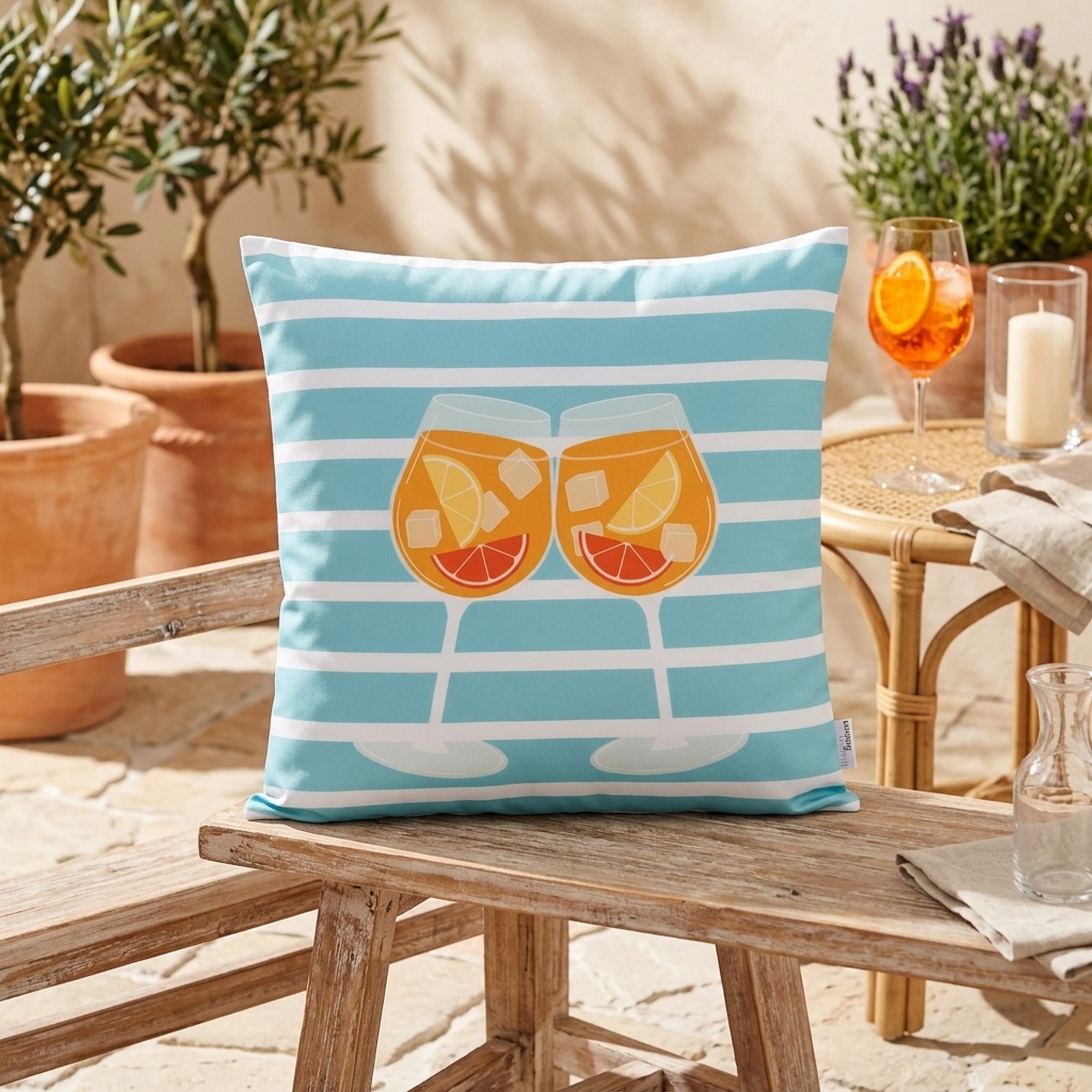 Boltze Kissen Summer Spritz – Dekokissen mit Sommer-Cocktail-Motiv