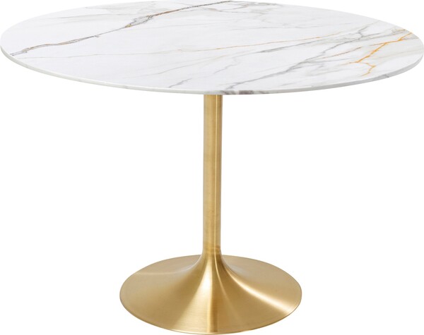 Tisch gold - Ø120 cm - KARE Invitation Set Ceramic Weiß Brass