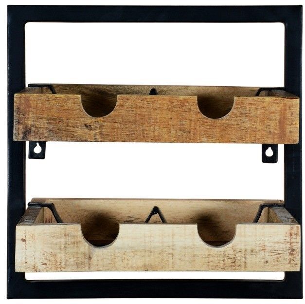 Unikat Wein Wandregal Iron massiv mango 35 x 25 cm
