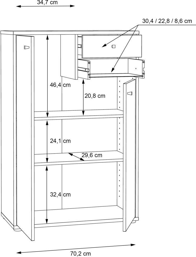 Forte Kommode Tempra 2 Sonoma Eiche NB 73,7 x 111,1 cm