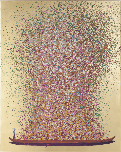 Bild gold - 120 x 160 cm - KARE Touched Flower Boat Gold Pink