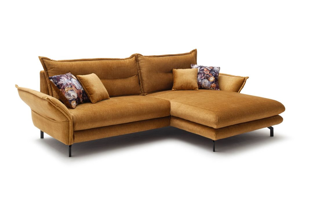 Benformato Wohnlandschaft Lava Recamiere rechts Stoff gelb 255 x 180 cm