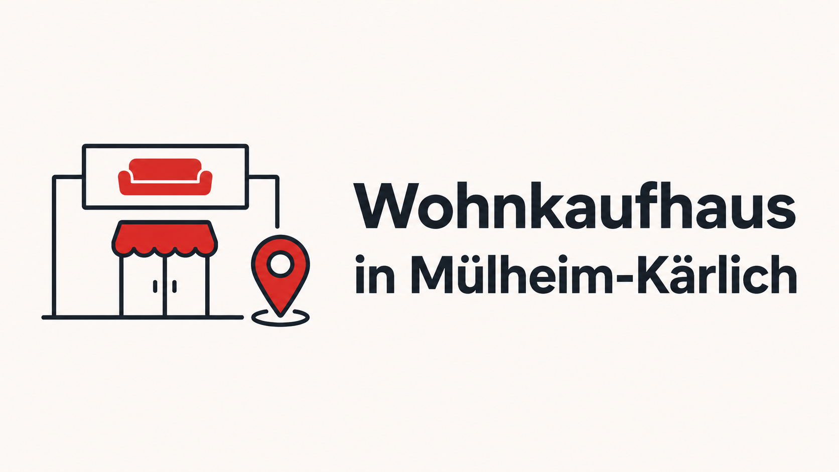Symbolgrafik eines Wohnkaufhauses mit Standortangabe Mülheim-Kärlich.
