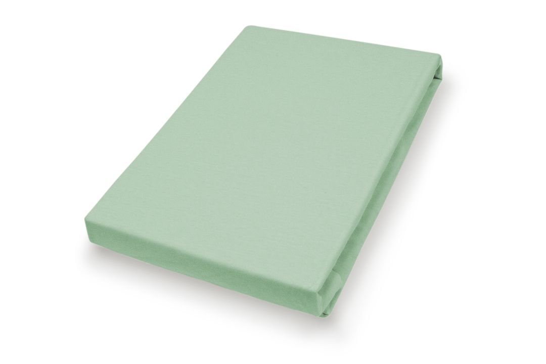 Hahn Haustextilien Mako-Feinjersey-Spannbetttuch eukalyptus 100 x 200 cm