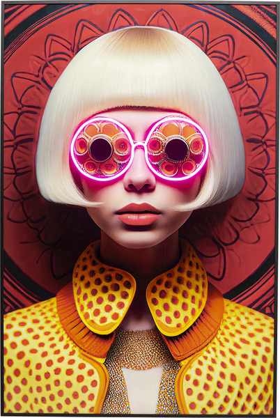 Gerahmtes Bild mehrfarbig - 75 x 55 cm - KARE LED Fancy Blonde Lady