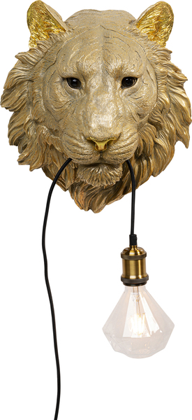Wandleuchte gold - 34 cm - KARE Animal Tiger Head