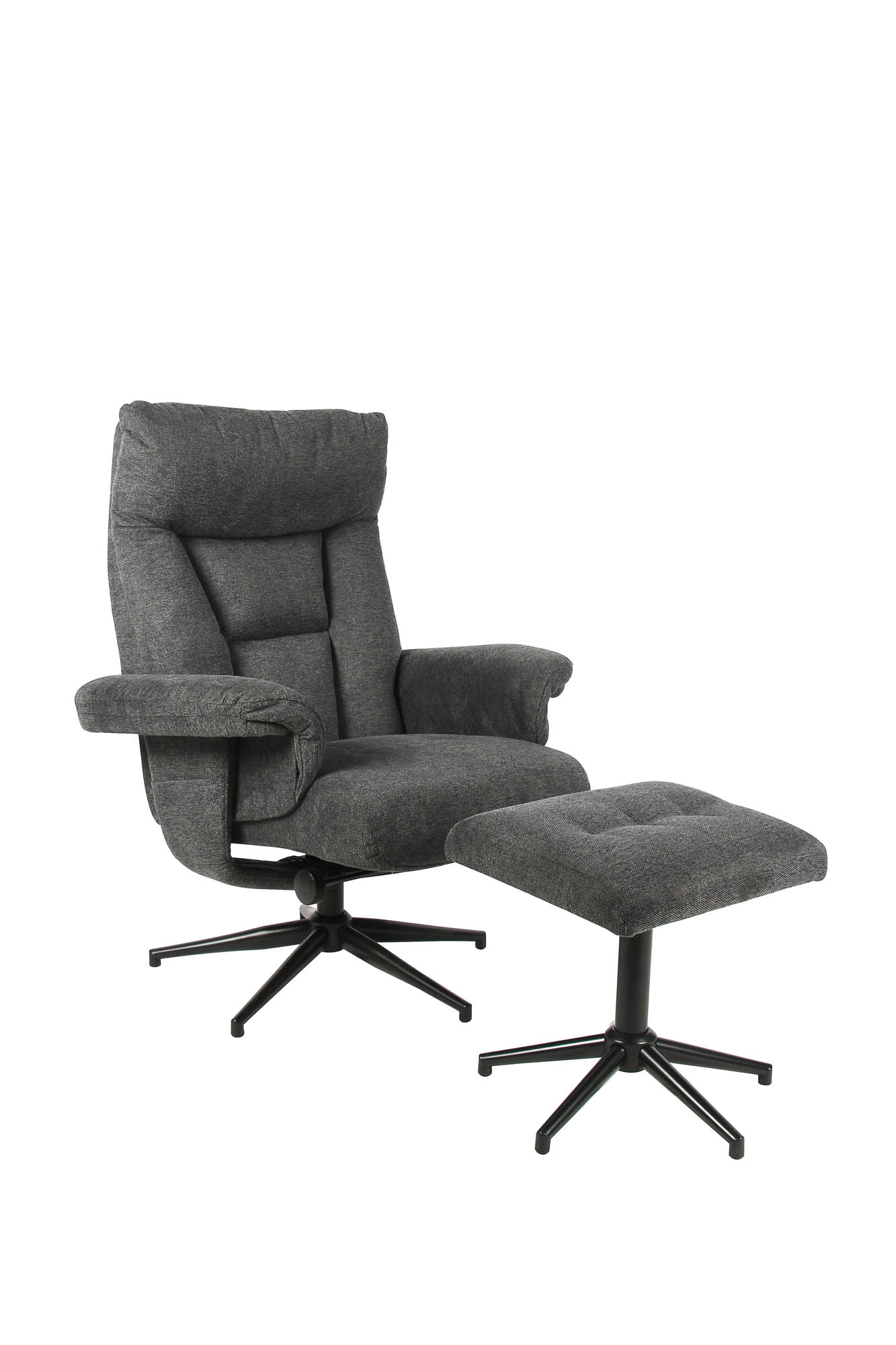 Relaxsessel inkl. Hocker anthrazit - drehbar, mit Relaxfunktion, belastbar bis max. 115 kg - Duo Collection Olvera