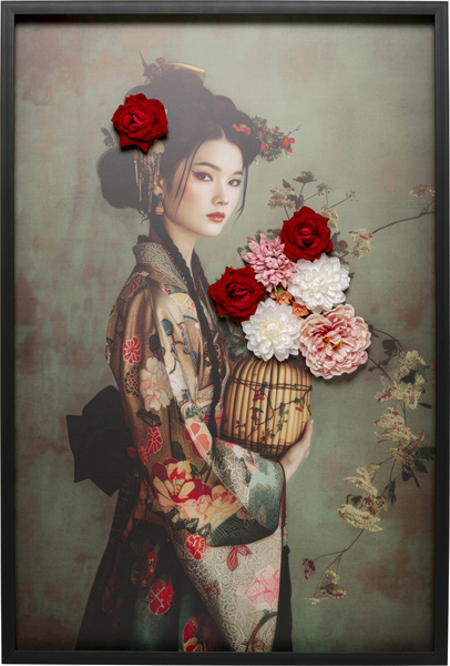 Leinwandbild mehrfarbig - 84 x 124 cm - KARE Kimono Girl