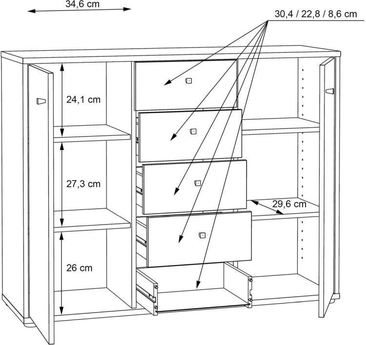 Forte Kommode Tempra 2 Artisan Eiche NB 108,8 x 85,5 cm