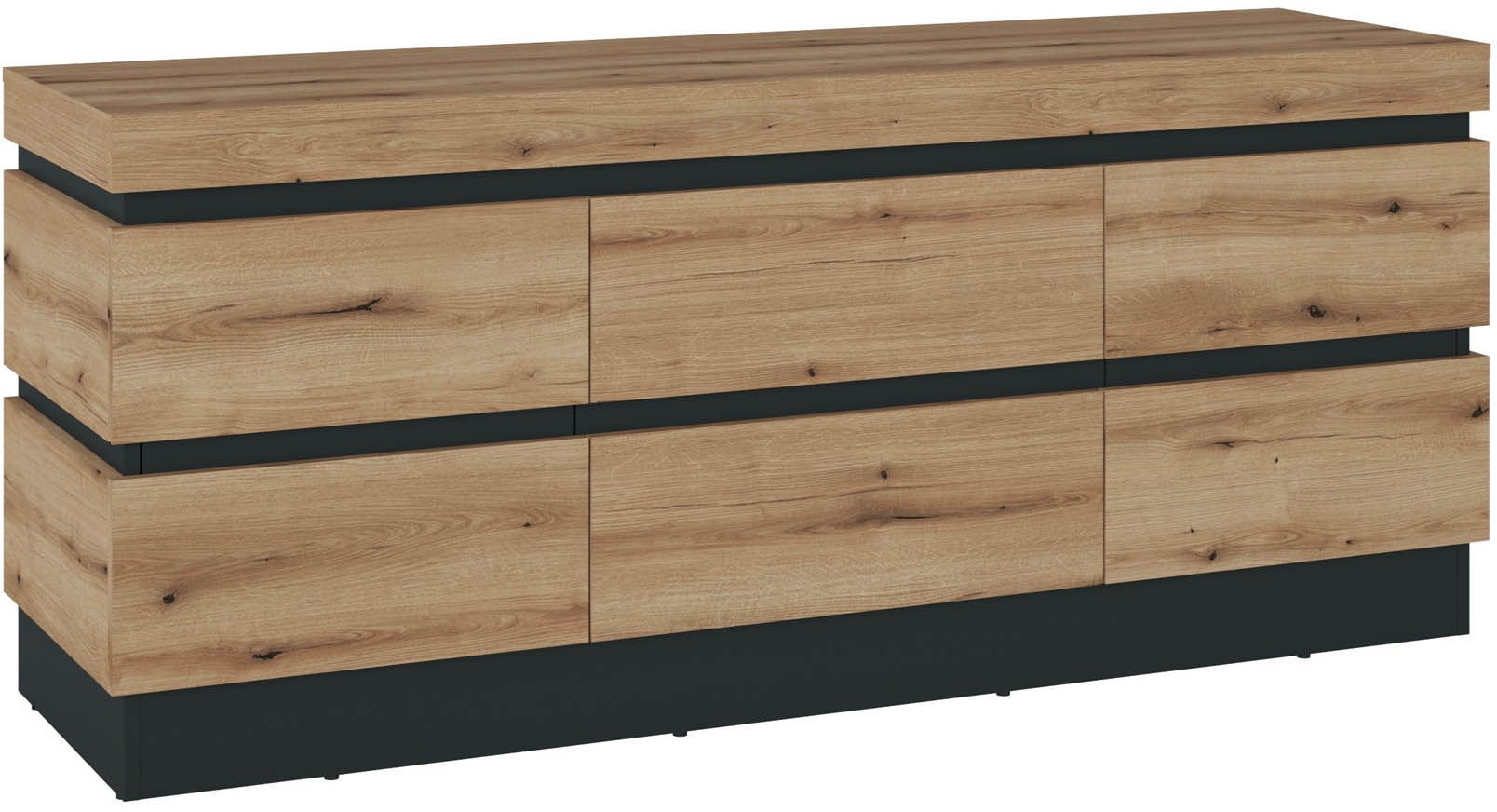TV-Unterteil Coast Evoke Eiche Dekor / Kosmos Grau - Corte - mit Softclose-Funktion