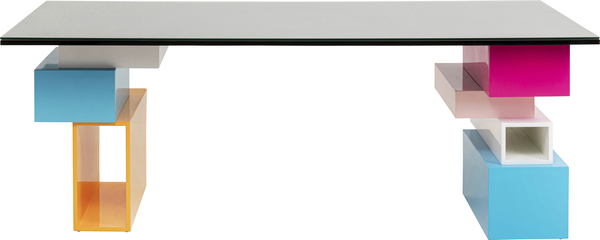 Schreibtisch mehrfarbig - 200 x 90 cm - KARE Pixel mit Glasplatte