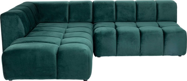Ecksofa grün - 265 cm - KARE Belami Velvet Dunkelgrün Links