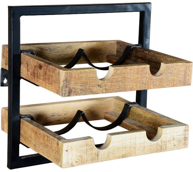 Unikat Wein Wandregal Iron massiv mango 35 x 25 cm