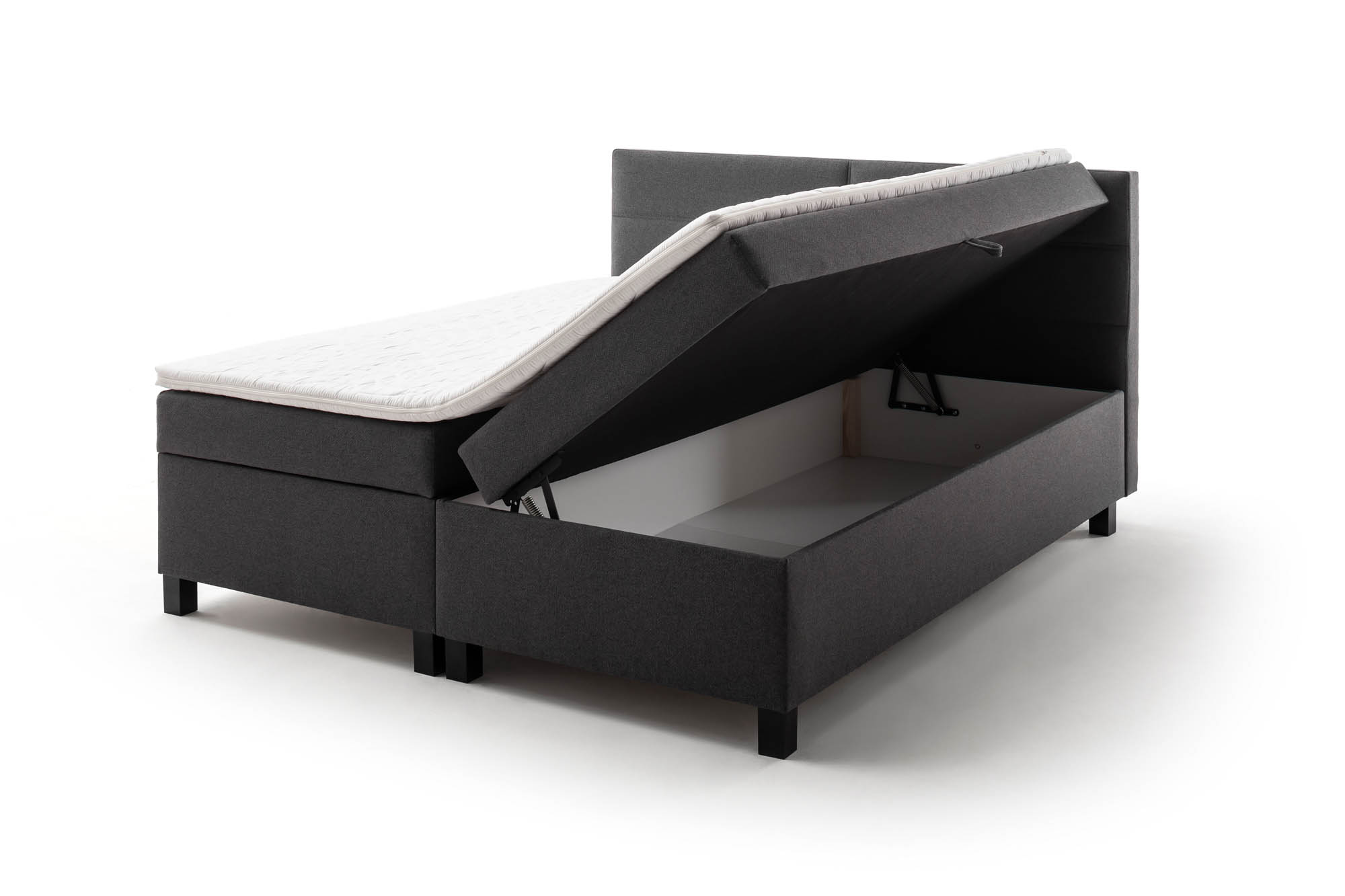 Boxspringbett anthrazit grau 180 x 200 cm - inkl. Komfortschaumtopper, Bettkastenfunktion - Sun Garden Tromso