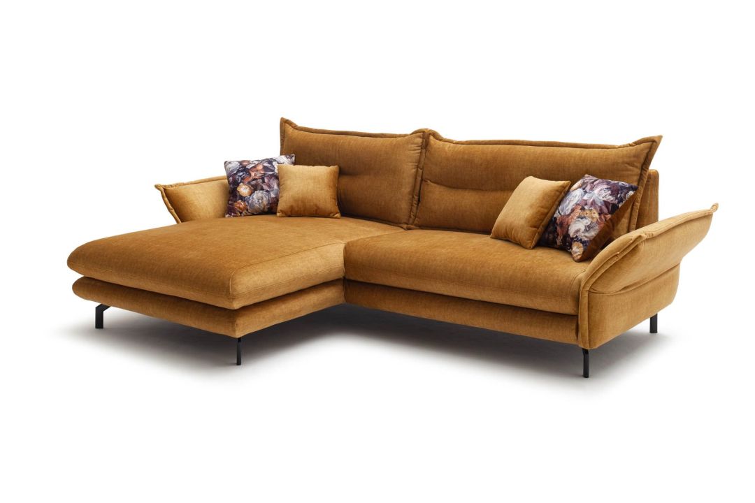 Benformato Wohnlandschaft Lava Recamiere links Stoff gelb 255 x 180 cm
