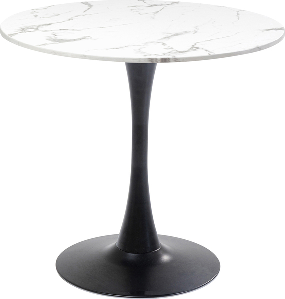 Tisch schwarz - Ø80 cm - KARE Schickeria Marmor Weiß Schwarz
