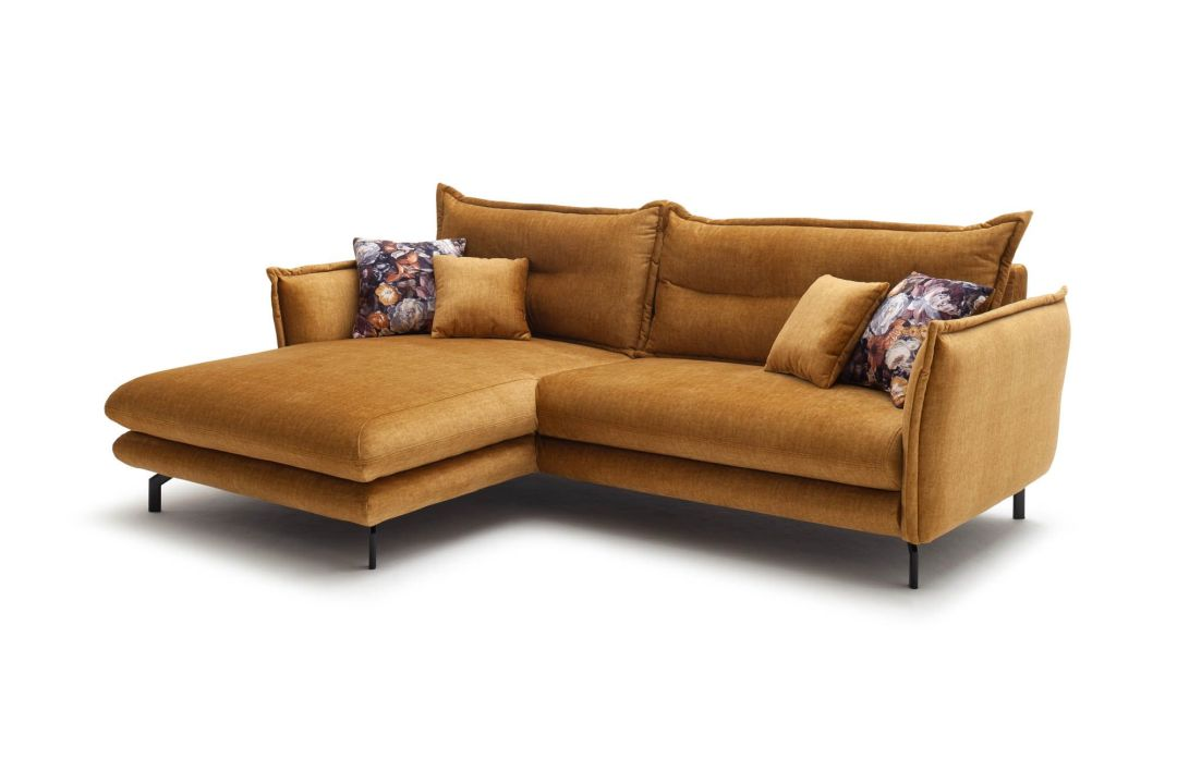 Benformato Wohnlandschaft Lava Recamiere links Stoff gelb 255 x 180 cm