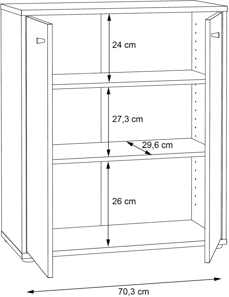 Forte Kommode Tempra 2 weiß 73,7 x 85,5 cm