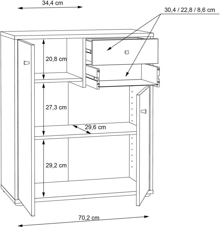 Forte Kommode Tempra 2 Artisan Eiche NB 73,7 x 85,5 cm