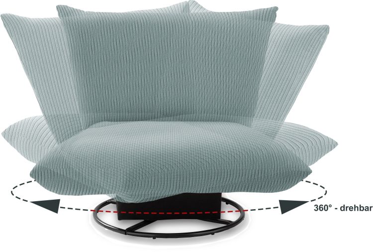 Benformato Sessel Cremona Cord aqua 100 x 96 cm