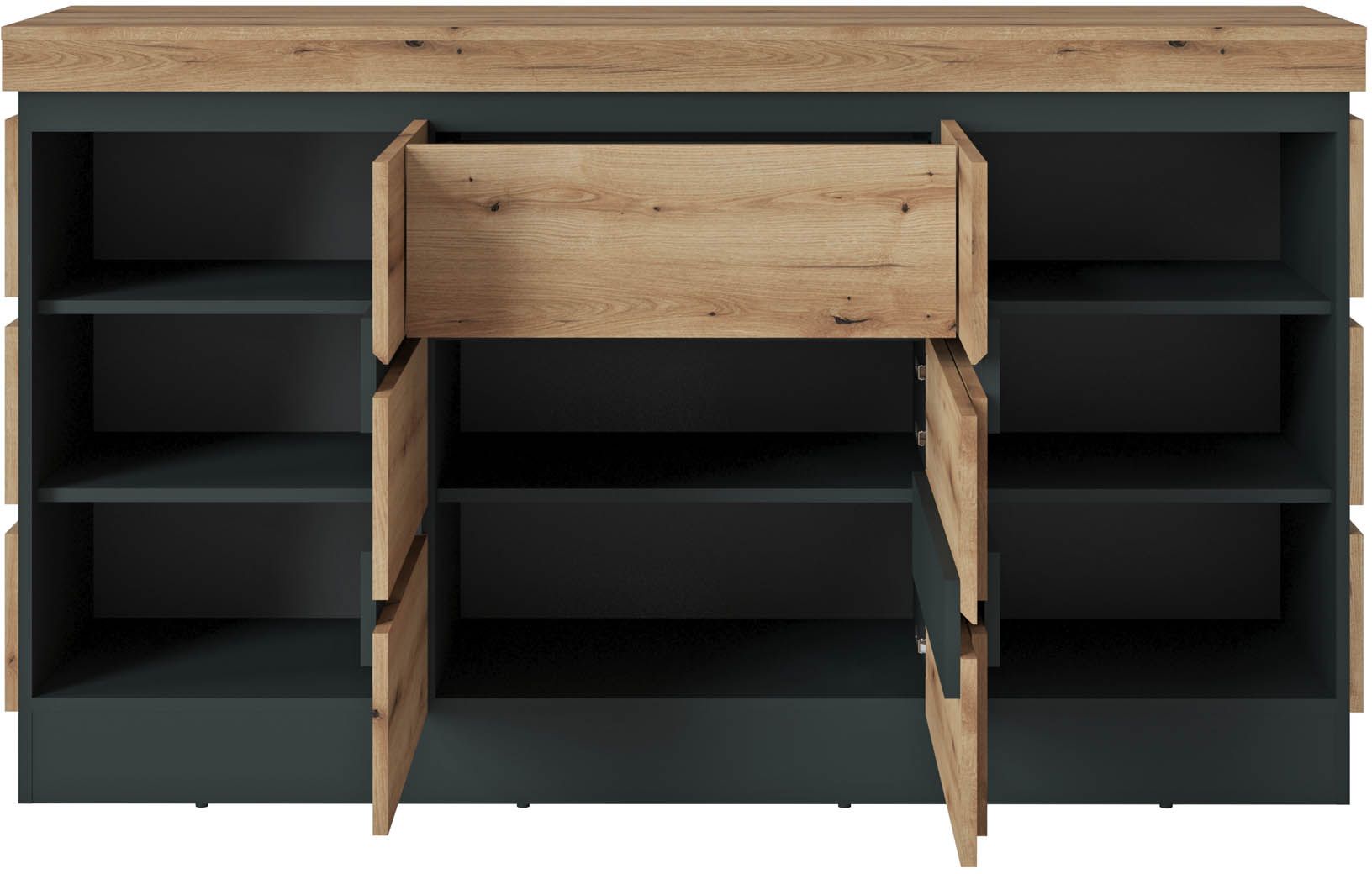 Kommode Coast Evoke Eiche Dekor / Kosmos Grau - Corte - mit Softclose-Funktion