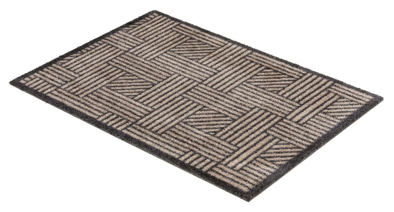 Schöner Wohnen Kollektion Fußmatte Streifengitter beige/anthrazit, 50 x 70 cm, Manhattan 1689040004006
