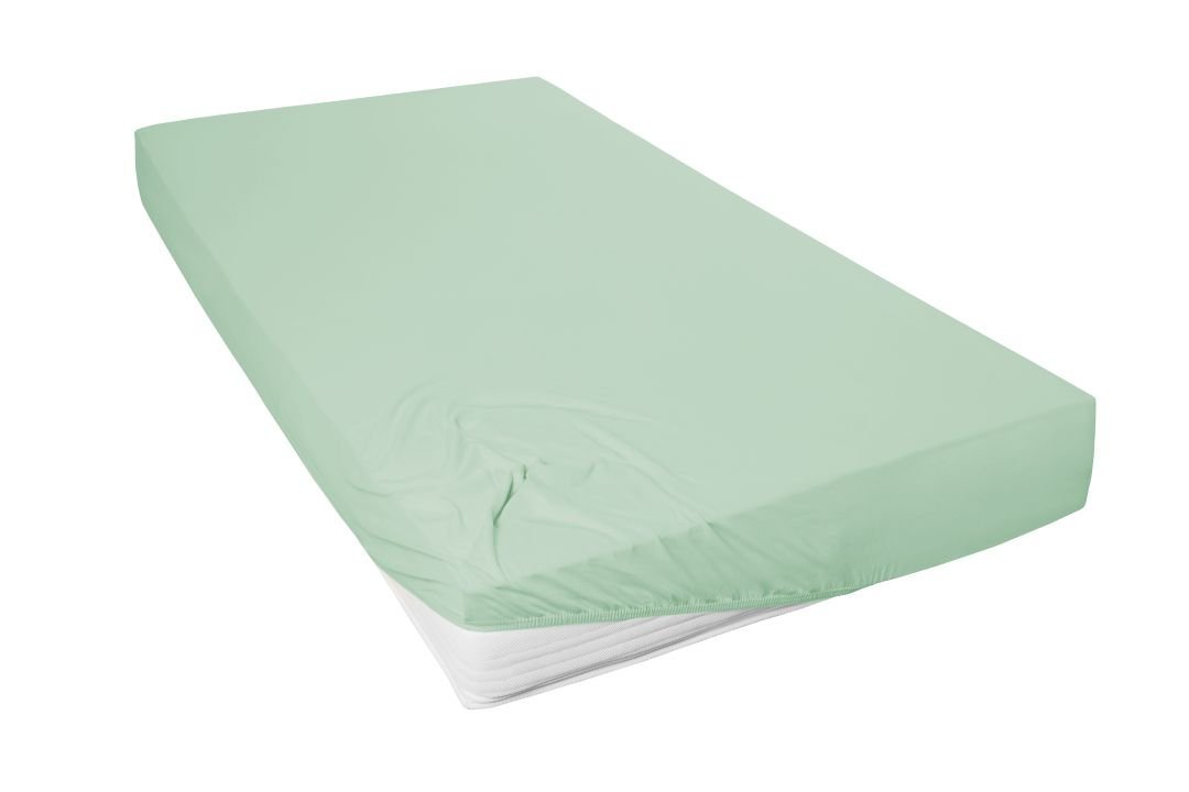 Hahn Haustextilien Mako-Feinjersey-Spannbetttuch eukalyptus 150 x 200 cm