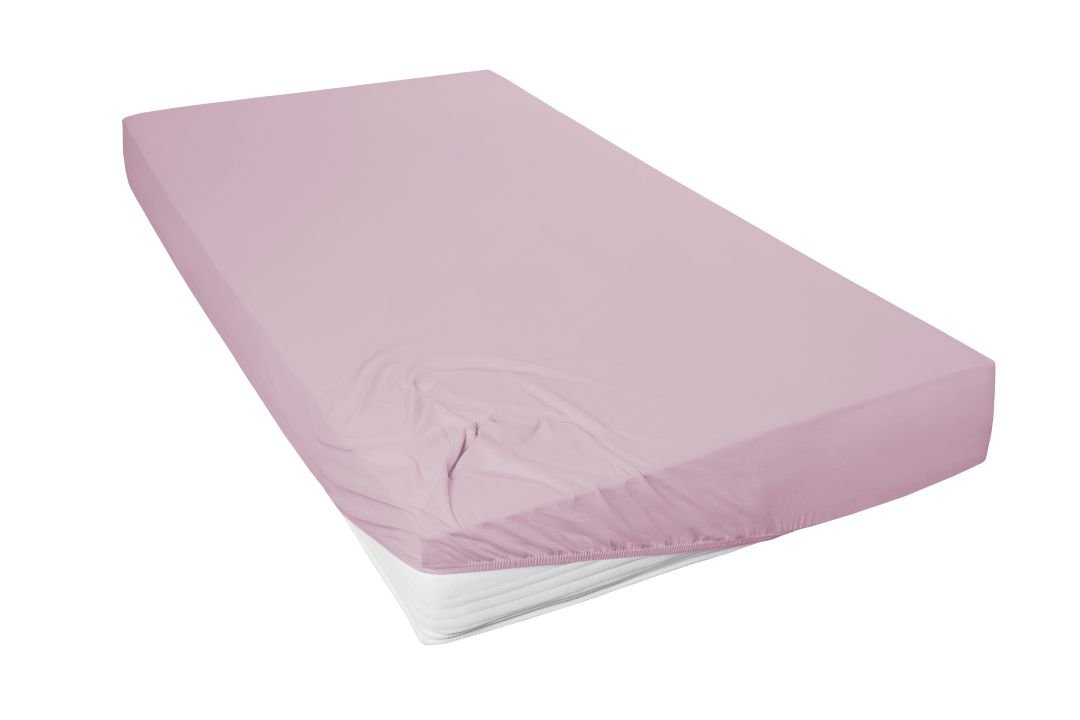 Hahn Haustextilien Mako-Feinjersey-Spannbetttuch mauve 190 x 200 cm