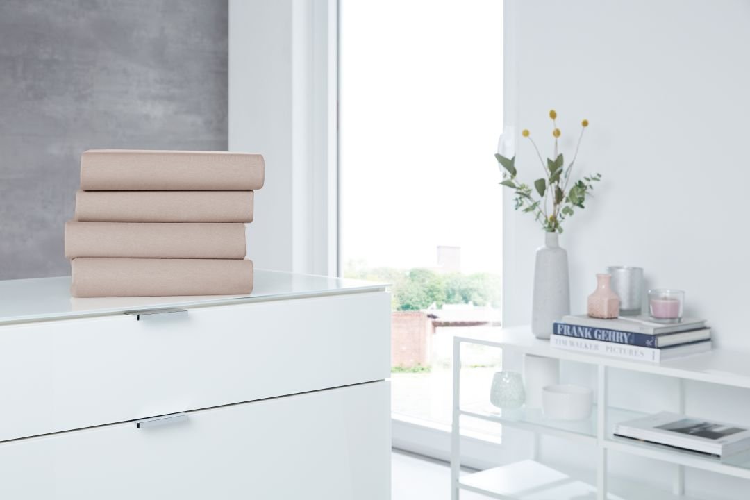Hahn Haustextilien Elastan-Jersey-Spannbettuch für Topper kiesel 150 x 200 cm
