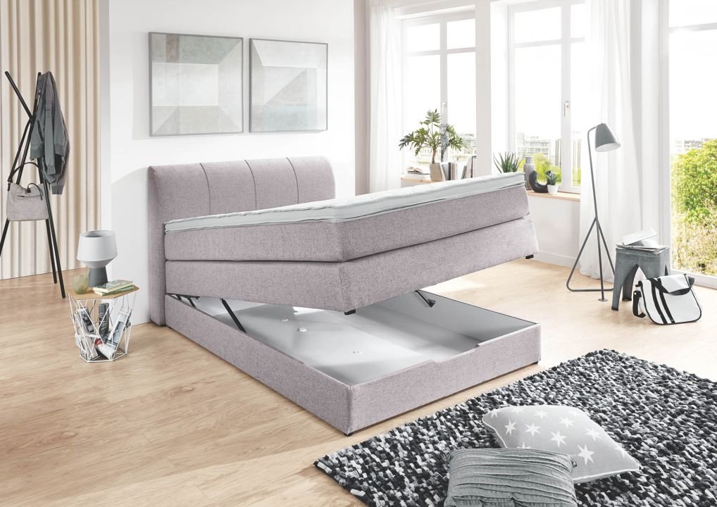 sun garden Boxspringbett BX1440 Modesto silber 100 x 200 cm