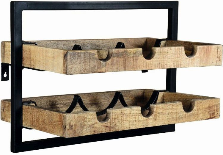 Unikat Wein Wandregal Iron massiv mango 50 x 25 cm