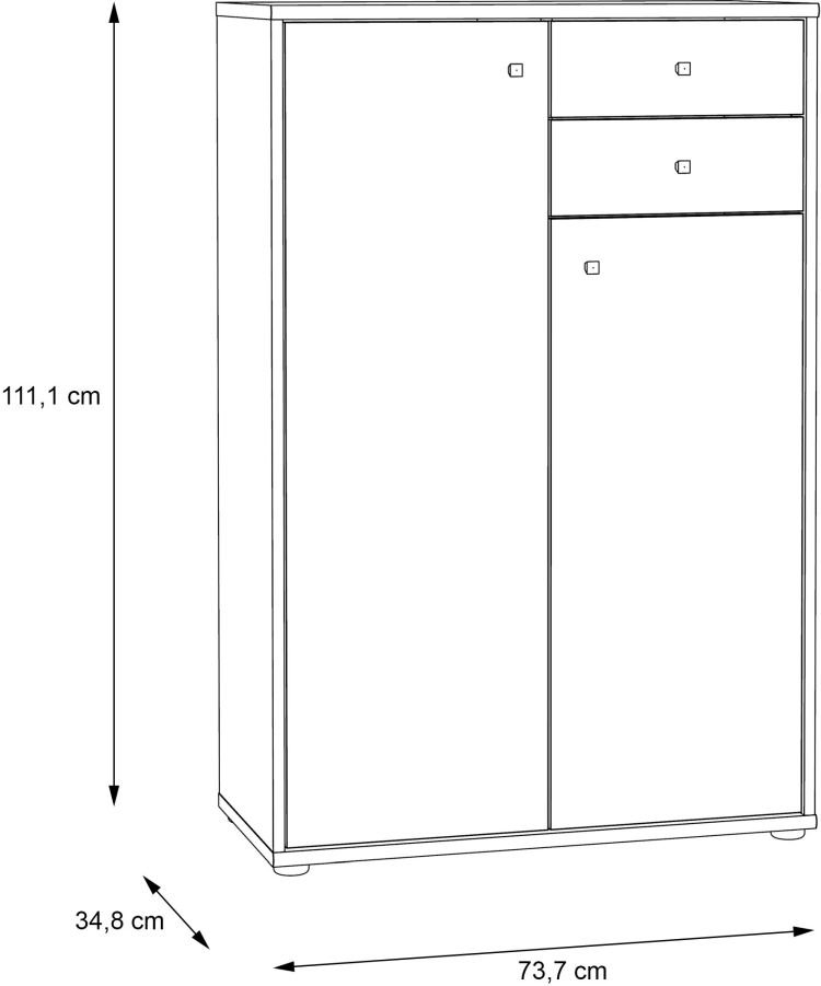 Forte Kommode Tempra 2 Sonoma Eiche NB 73,7 x 111,1 cm