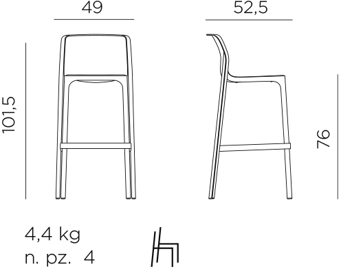 Nardi Barstuhl NET anthrazit 49x101,5 cm