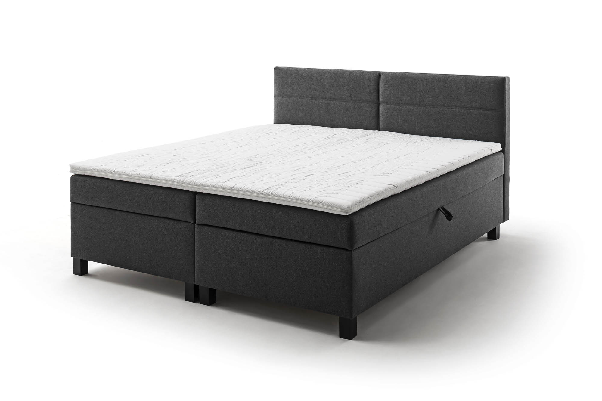 Boxspringbett anthrazit grau 180 x 200 cm - inkl. Komfortschaumtopper, Bettkastenfunktion - Sun Garden Tromso