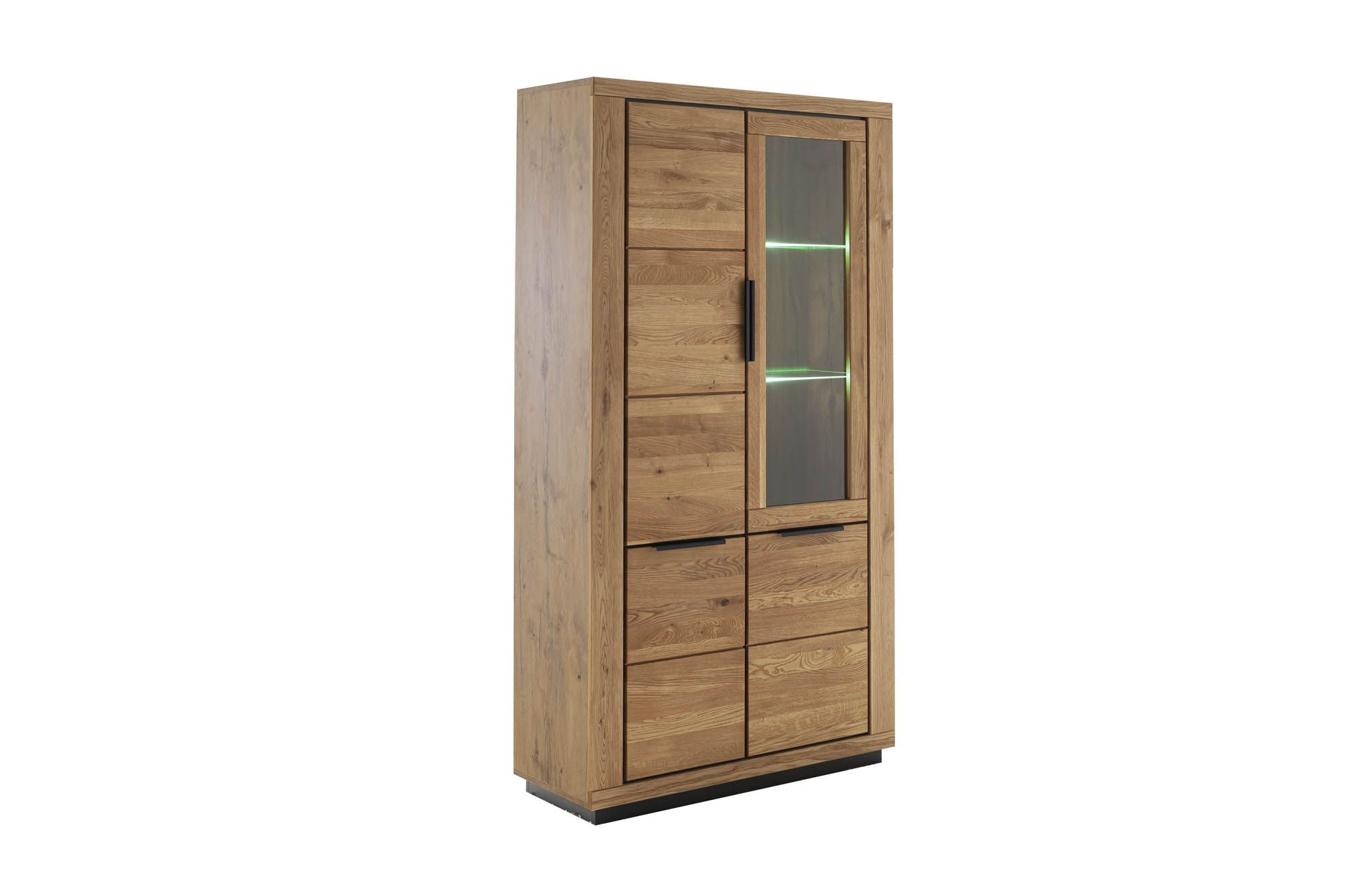Kombi-Vitrine groß Wildeiche massiv geölt - Gratia
