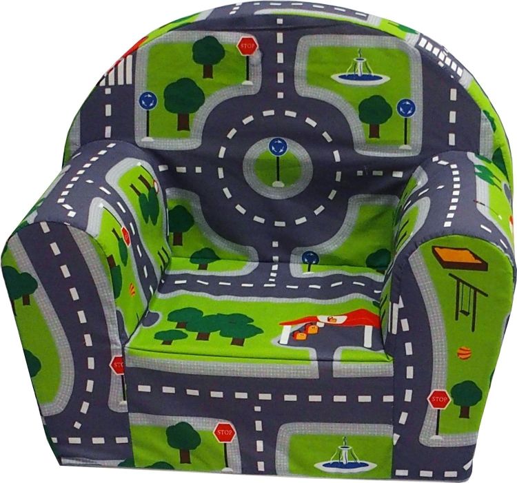 Kindersessel aus Schaumstoff - Spielstraße grün - 44 x 53 x 36 cm - Sun Garden Ludger